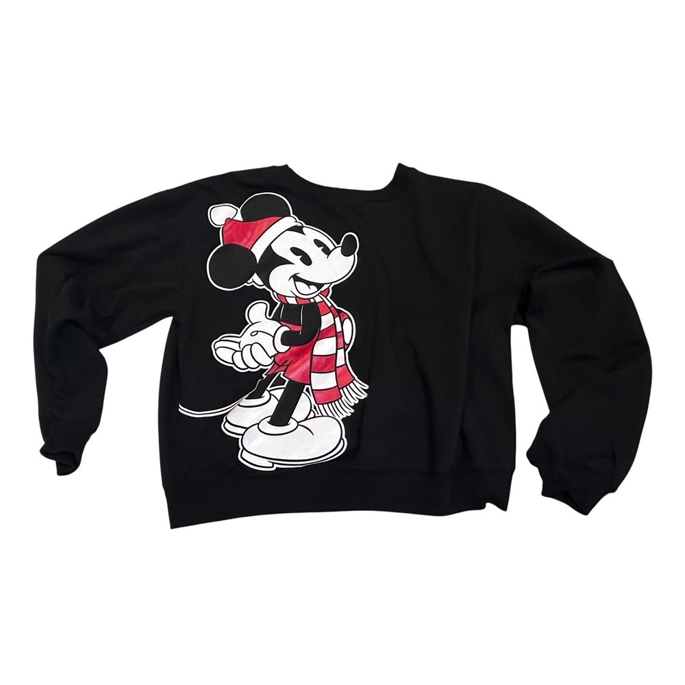 Women's Mickey Mouse Christmas Sweatshirt Holiday Graphic Print Black size XLβ